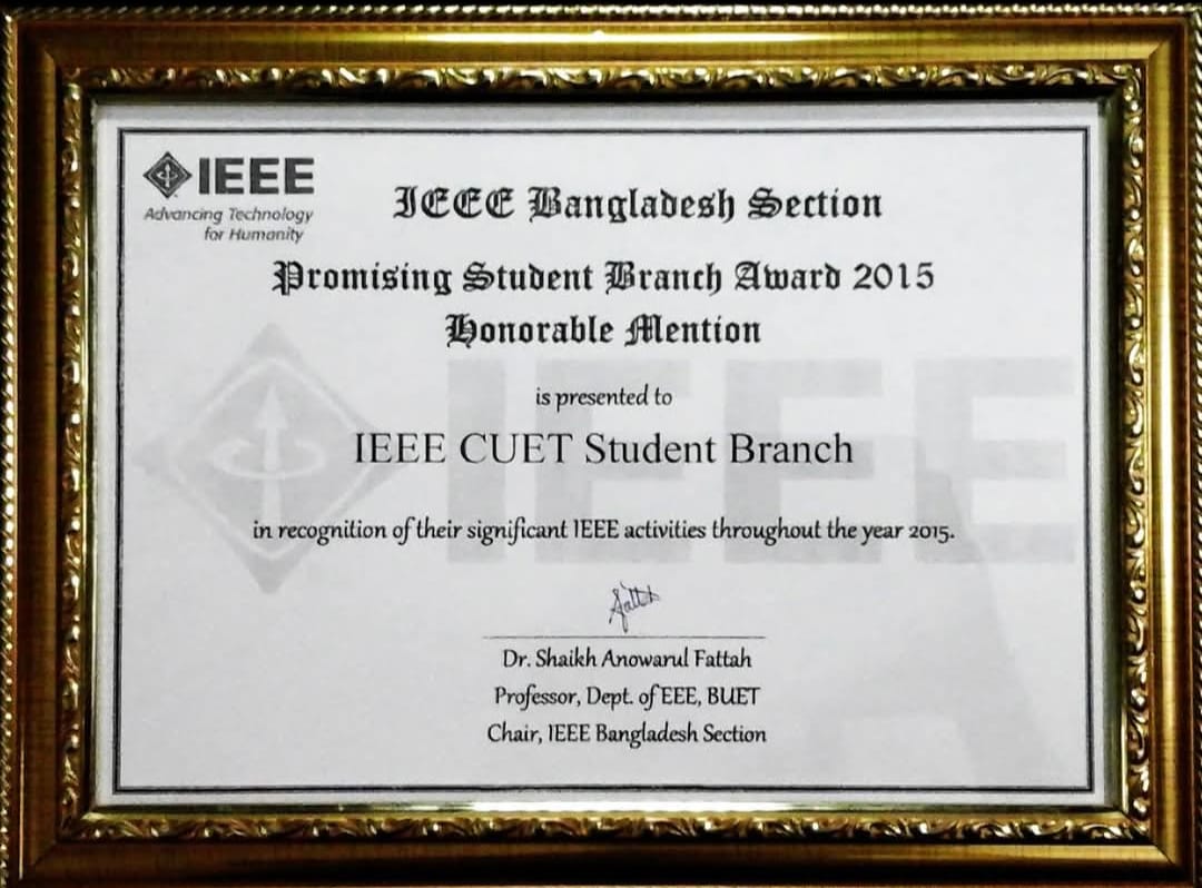 IEEE Bangladesh Section Emerging Student Branch Award 2015